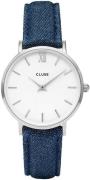 Cluse Dameklokke CL30030 Minuit Hvit/Lær Ø33 mm