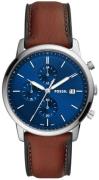 Fossil Herreklokke FS5850 Minimalist Chronograph Blå/Lær Ø42 mm