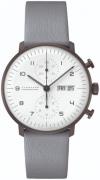 Junghans Herreklokke 27/4008.05 Max Bill Hvit/Lær Ø40 mm