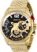 Invicta Herreklokke 39666 Aviator Sort/Gulltonet stål Ø46 mm