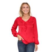 Elegant Bluse med Rynkedetaljer