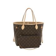 Pre-owned Brunt lerret Louis Vuitton Neverfull