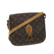 Pre-owned Brunt lerret Louis Vuitton Cartouchiere