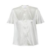Silkeskjorte med korte ermer - Offwhite