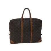 Pre-owned Brunt lerret Louis Vuitton reisedokumentinnehaver