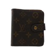 Pre-owned Brunt lerret Louis Vuitton lommebok