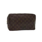 Pre-owned Brunt lerret Louis Vuitton toalettmappe