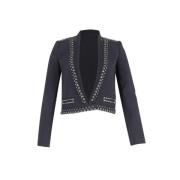 Svart Ull Studded Blazer Jakke