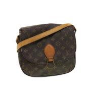 Pre-owned Brunt lerret Louis Vuitton skuldervesker