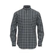 Slim Fit Rutete Sports Skjorte - Marineblå/Grønn