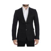 Sort Silke Lin Slim Fit Blazer