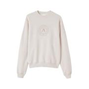 Bleke Beige Universitetspanel Sweatshirt