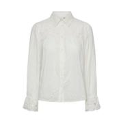 Bomullsskjorte med blonder - Hvit