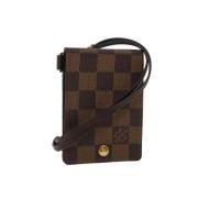 Pre-owned Brunt lerret Louis Vuitton lommebok