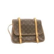 Pre-owned Brunt lerret Louis Vuitton ryggsekk