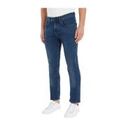 Blå Straight Denton Jeans med Mykt og Stretchy Stoff