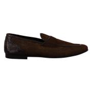 Brune Skinn Slip-On Loafers