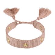 Woven Friendship Bracelet Thin W/Star Stud - Vintage Rose W/Matte Gold