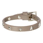 Leather Star Stud Bracelet Mini Dark Taupe W/Silver