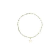 Stone Bead Bracelet 3 MM W/Gold Beads Aquamarine