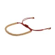 Metal Bead Bracelet Broad Gold RED