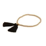 Tassel Bracelet Metal Beads Gold Black