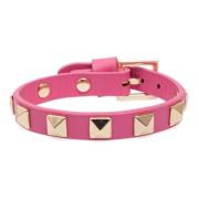 Leather Stud Bracelet Pink