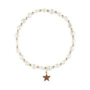 Fresh Water Pearl Bracelet 4 MM W/Gold Beads