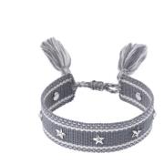 Woven Friendship Bracelet W/Star Studs Dark Sage W/Silver
