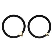 2 PK Velvet Hair TIE Black W/Gold Heart Star