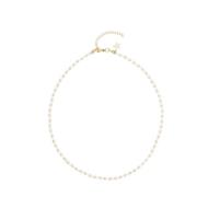 Stone Bead Necklace 3 MM W/Gold Beads Rose Quartz
