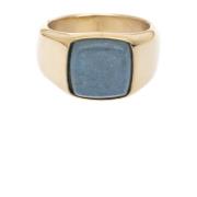Signet Ring Mini Gold W/Blue Angelite