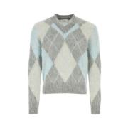 Børstet Mohair Argyle V-Hals Genser