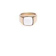 Signet Ring Mini Gold W/White Jade
