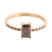 Single Baguette Ring W/Crystals Soft Brown
