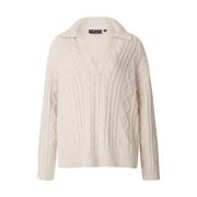 Offwhite, Xl Lexington Adriana Cable Knitted Polo Sweater Heavy Knit
