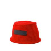 Rød Syntetisk Lær Bucket Hat