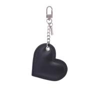 Leather Heart Charm Black Nappa W/Silver