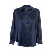 Klassisk Silkeskjorte med Krage og Tone-i-Tone Knapper - Blå