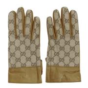 Pre-owned Brunt lerret Gucci hansker