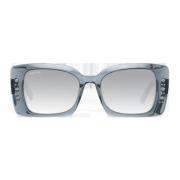 Grå Speilet Rektangulære Solbriller for Kvinner