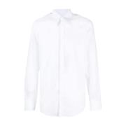 Hvit Slim Fit Skjorte med Spiss Krage og Lange Armer
