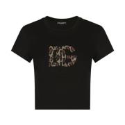 Sort Leopard Logo T-skjorte