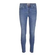 Blå Skinny Jeans Oppgrader Moderne Kvinne
