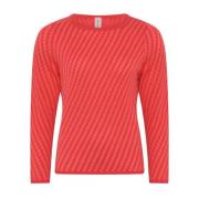 Spesiell Rutete Pullover Bluse i Lutus Pink