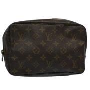 Pre-owned Brunt lerret Louis Vuitton toalettmappe