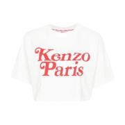 Hvite T-skjorter og Polos med Kenzo Paris Logo