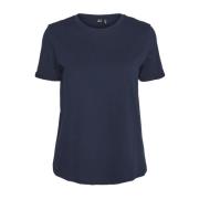 Marineblå Bomull T-Skjorte