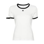 Hvit Bomull Jersey T-skjorte med Logo Patch