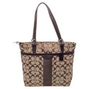 Pre-owned Beige Canvas Coach Tote